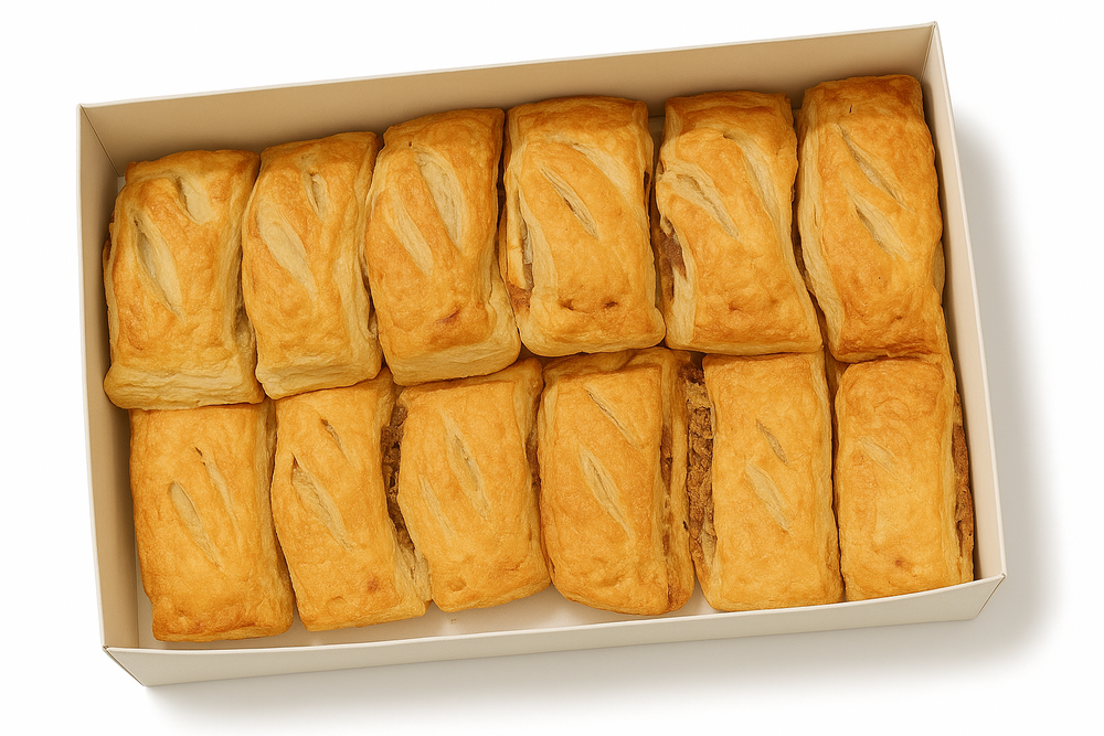 Ambachtelijk huisgemaakte mini roomboter saucijzenbroodjes