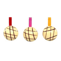 Chocolade kerstbal Picasso met lint wit